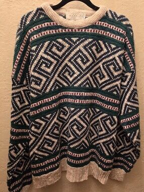Vintage Men’s Store Sears Wool Blend Feel Geometric Sweater Size L